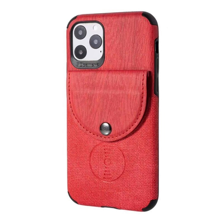 For iPhone 11 Pro Max Shockproof Wood Texture TPU Magnetic Protective Case with Card Slot