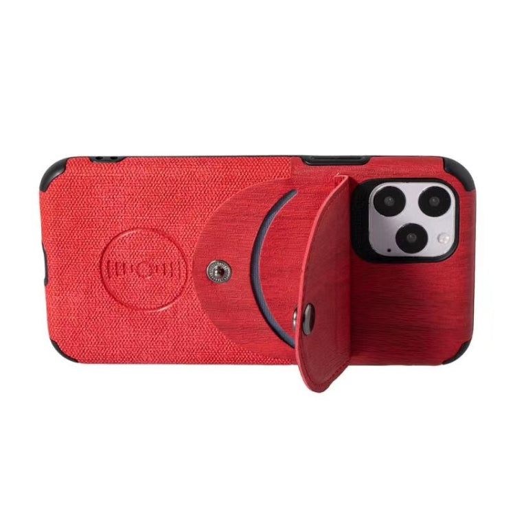 For iPhone 11 Pro Max Shockproof Wood Texture TPU Magnetic Protective Case with Card Slot