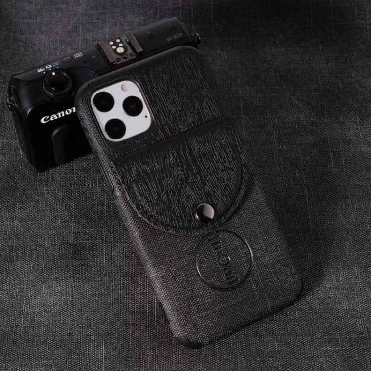 For iPhone 11 Pro Max Shockproof Wood Texture TPU Magnetic Protective Case with Card Slot