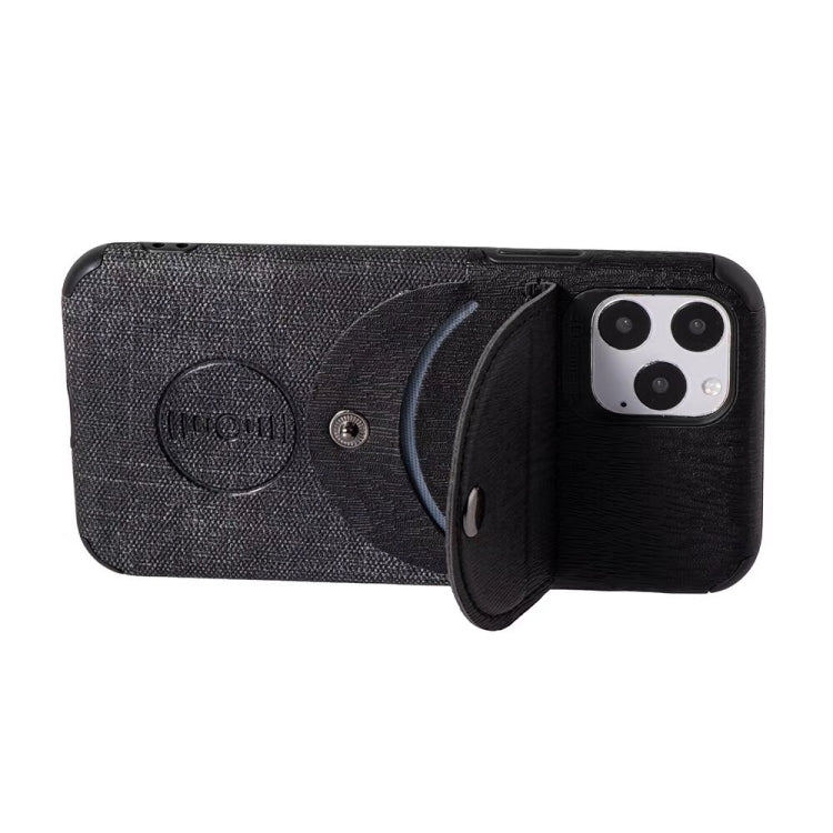 For iPhone 11 Pro Max Shockproof Wood Texture TPU Magnetic Protective Case with Card Slot