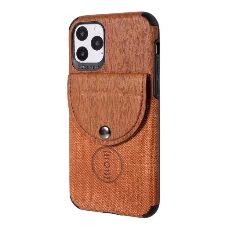 For iPhone 11 Pro Max Shockproof Wood Texture TPU Magnetic Protective Case with Card Slot