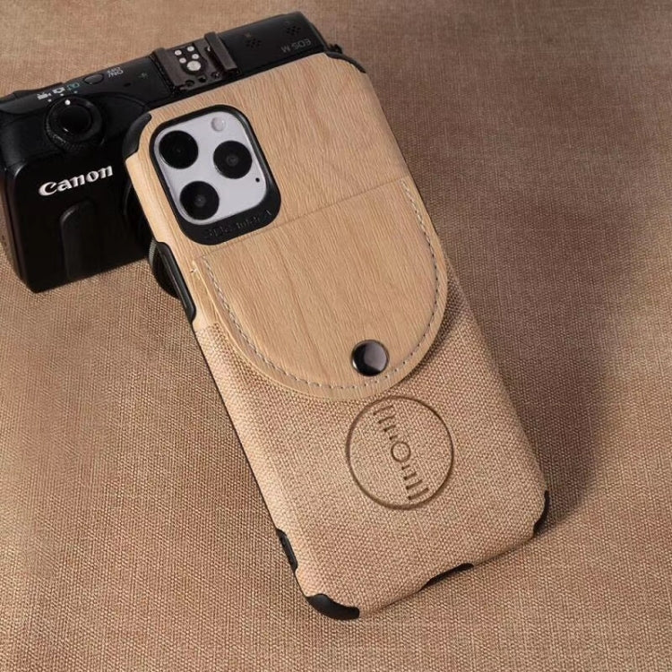 For iPhone 11 Pro Max Shockproof Wood Texture TPU Magnetic Protective Case with Card Slot
