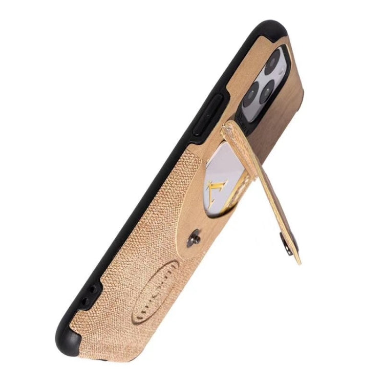 For iPhone 11 Pro Max Shockproof Wood Texture TPU Magnetic Protective Case with Card Slot