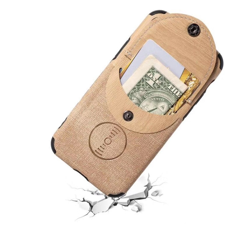 For iPhone 11 Pro Max Shockproof Wood Texture TPU Magnetic Protective Case with Card Slot