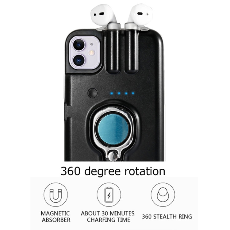 For iPhone XR PC + TPU AirPods 1/2 Generation Rechargeable Shockproof Protective Case with Invisible Ring Stand (Without Headphones)