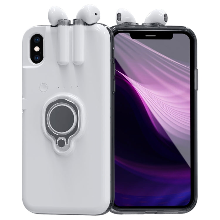 For iPhone XS Max PC + TPU AirPods 1/2 Generation Rechargeable Shockproof Protective Case with Invisible Ring Stand (Without Headphones)