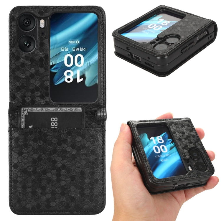 For OPPO Find N2 Flip Honeycomb Dot Texture Leather Phone Case