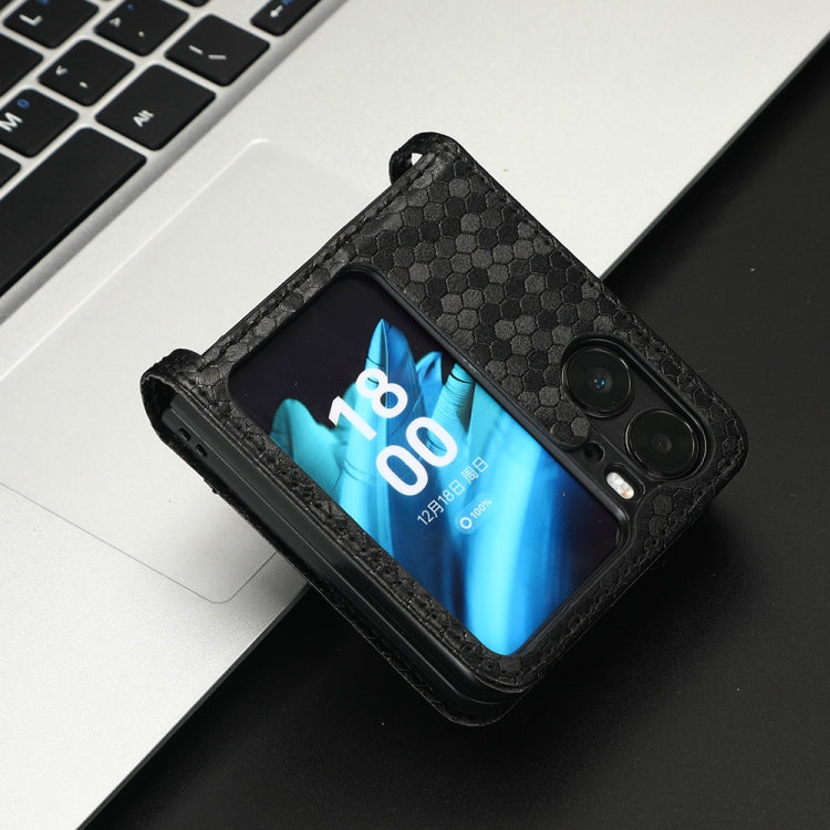 For OPPO Find N2 Flip Honeycomb Dot Texture Leather Phone Case