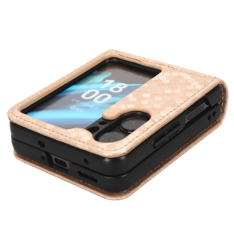 For OPPO Find N2 Flip Honeycomb Dot Texture Leather Phone Case