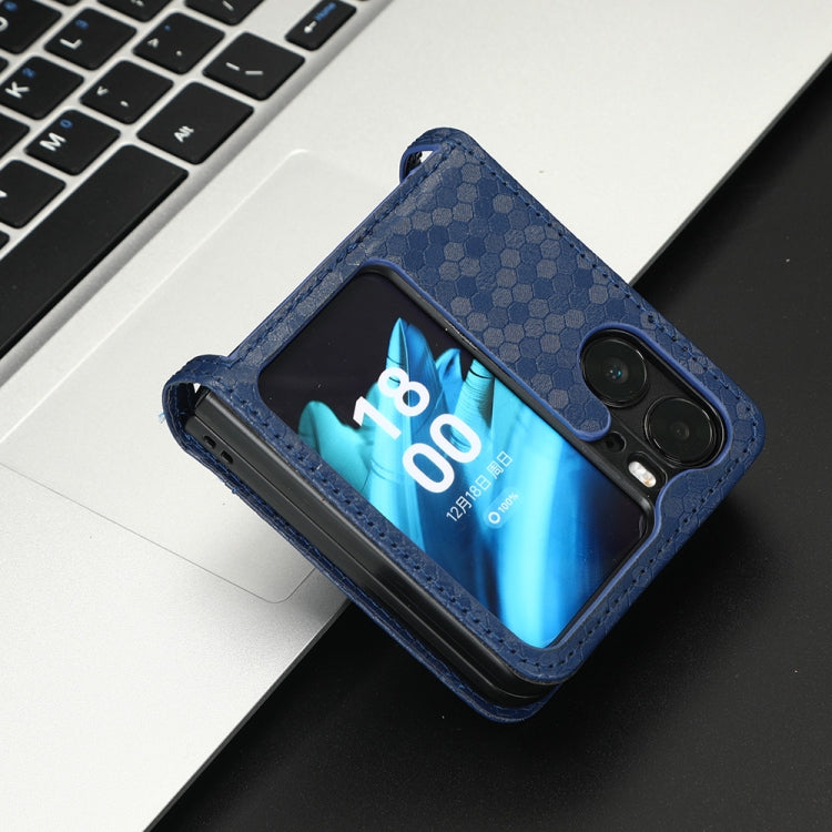 For OPPO Find N2 Flip Honeycomb Dot Texture Leather Phone Case