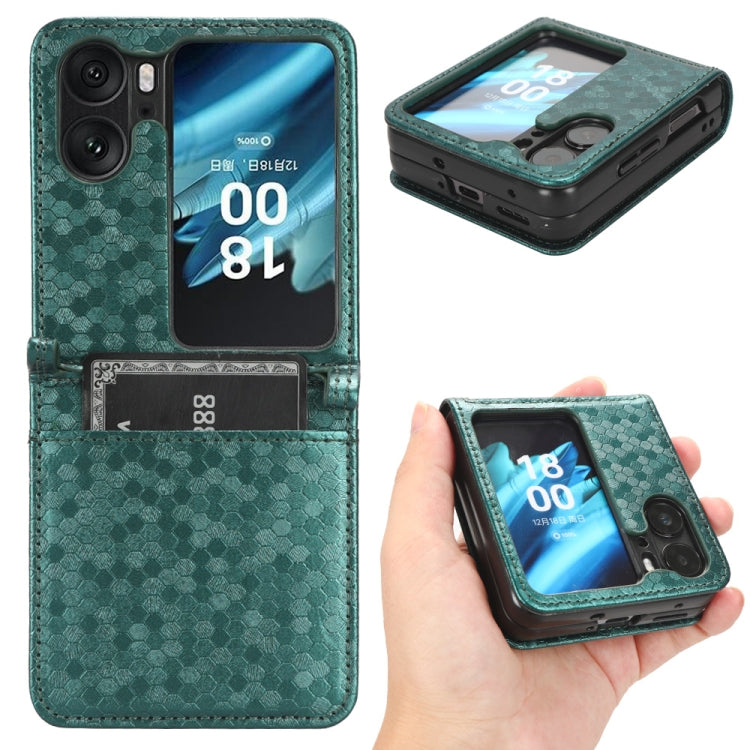 For OPPO Find N2 Flip Honeycomb Dot Texture Leather Phone Case