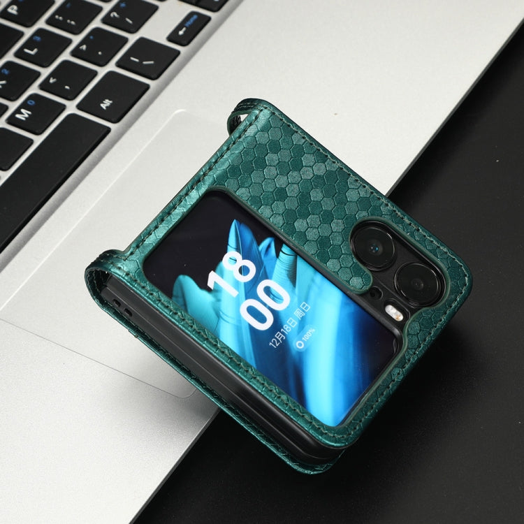 For OPPO Find N2 Flip Honeycomb Dot Texture Leather Phone Case