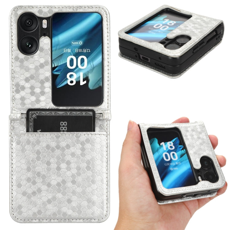 For OPPO Find N2 Flip Honeycomb Dot Texture Leather Phone Case