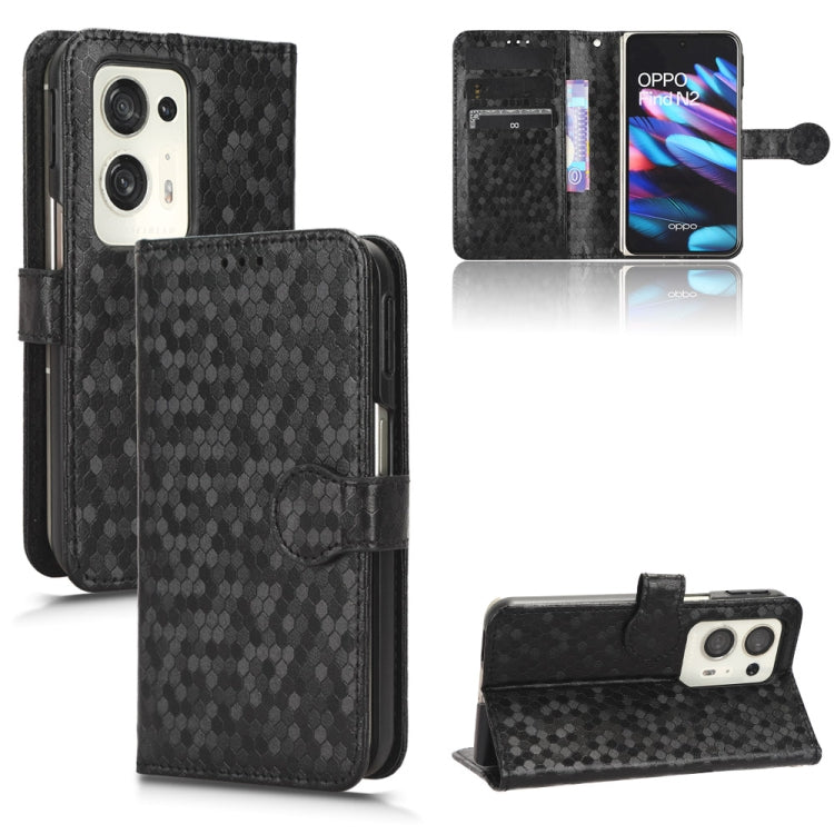 For OPPO Find N2 Honeycomb Dot Texture Leather Phone Case