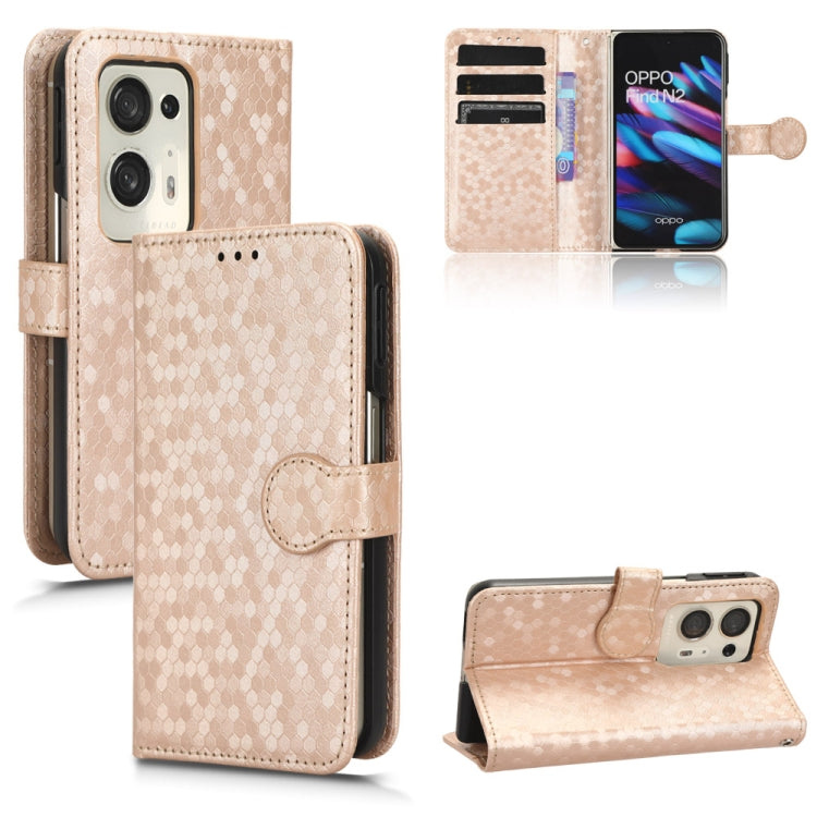 For OPPO Find N2 Honeycomb Dot Texture Leather Phone Case