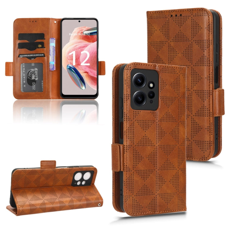 For Xiaomi Redmi Note 12 4G Global Symmetrical Triangle Leather Phone Case