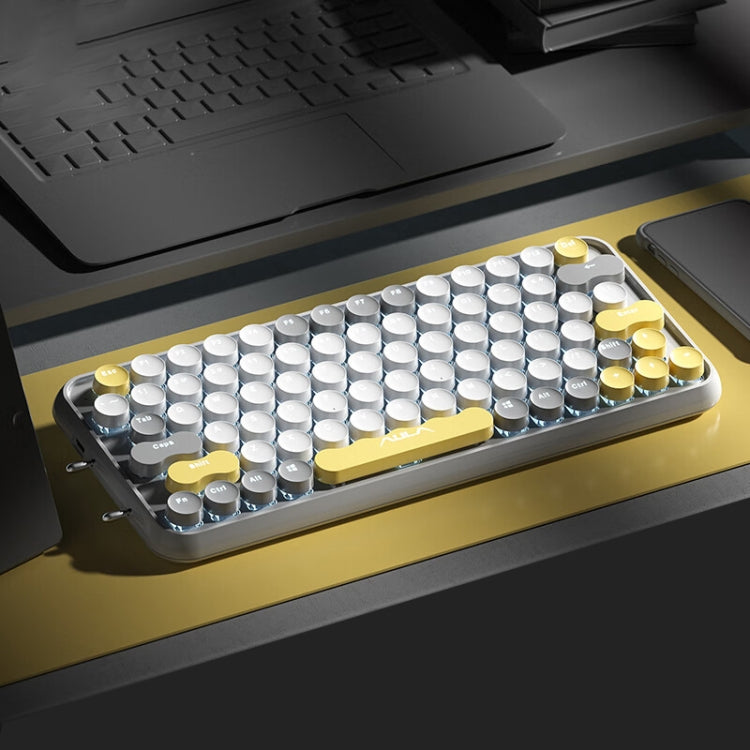 AULA F3680 Retro Color Matching Wireless/Bluetooth/Wired Three Model Mechanical Keyboard, Specification:Red Shaft