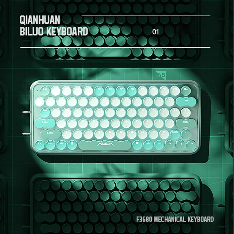 AULA F3680 Retro Color Matching Wireless/Bluetooth/Wired Three Model Mechanical Keyboard, Specification:Red Shaft