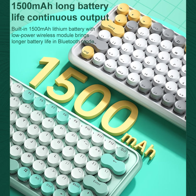 AULA F3680 Retro Color Matching Wireless/Bluetooth/Wired Three Model Mechanical Keyboard, Specification:Green Shaft