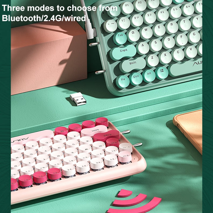AULA F3680 Retro Color Matching Wireless/Bluetooth/Wired Three Model Mechanical Keyboard, Specification:Green Shaft