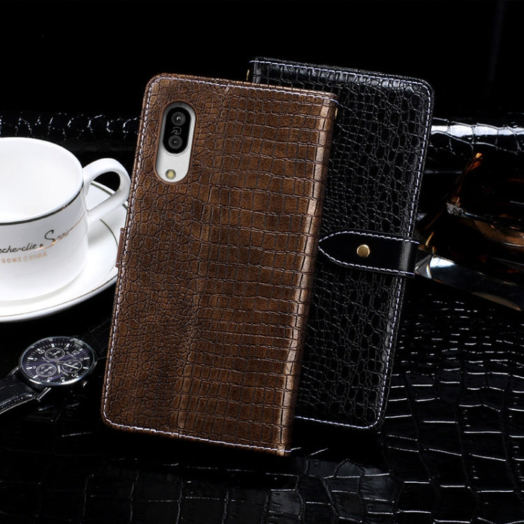 For Sharp Aquos Sense3 idewei Crocodile Texture Horizontal Flip Leather Case with Holder & Card Slots & Wallet