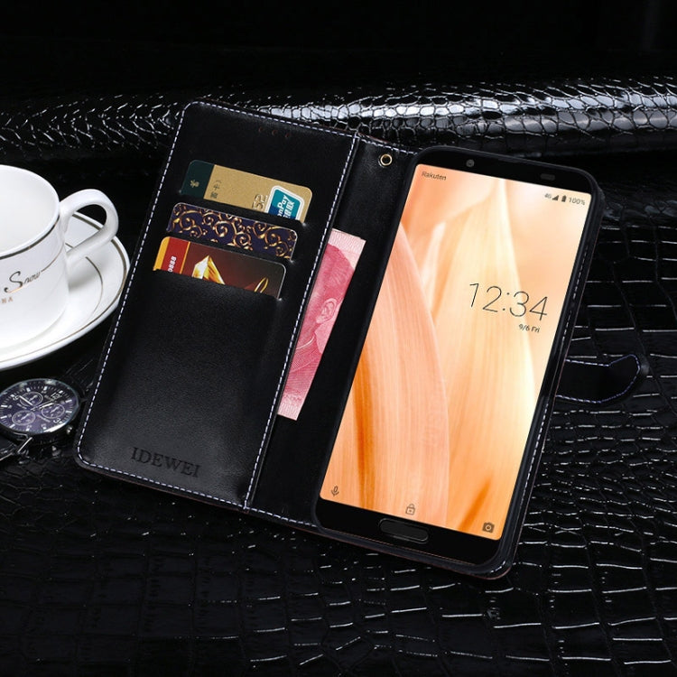 For Sharp Aquos Sense3 Lite idewei Crocodile Texture Horizontal Flip Leather Case with Holder & Card Slots & Wallet