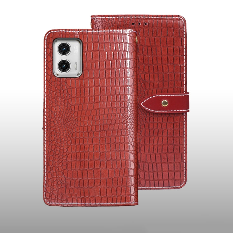 For Motorola Moto G73 idewei Crocodile Texture Leather Phone Case