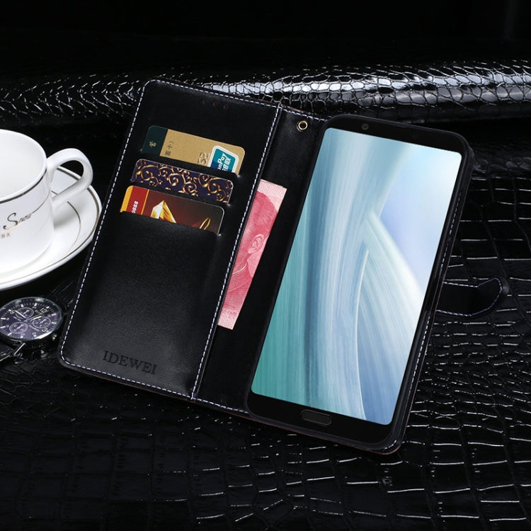 For Sharp Aquos Sense3 Plus idewei Crocodile Texture Horizontal Flip Leather Case with Holder & Card Slots & Wallet
