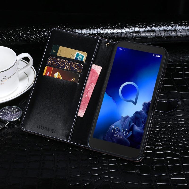 For Alcatel 1V (2019) idewei Crocodile Texture Horizontal Flip Leather Case with Holder & Card Slots & Wallet