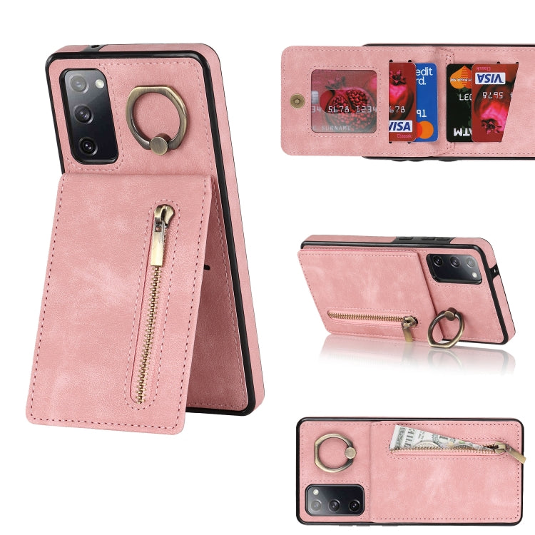 For Samsung Galaxy S20 FE Retro Ring and Zipper RFID Card Slot Phone Case