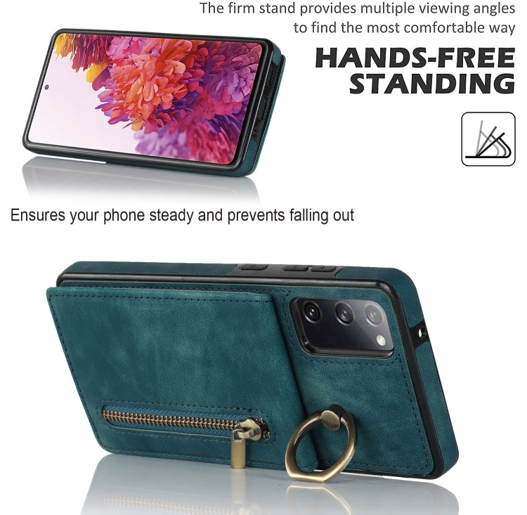 For Samsung Galaxy S20 FE Retro Ring and Zipper RFID Card Slot Phone Case