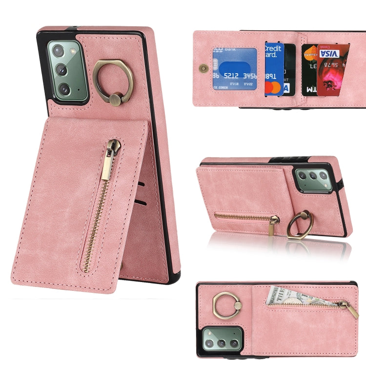 For Samsung Galaxy Note20 Retro Ring and Zipper RFID Card Slot Phone Case