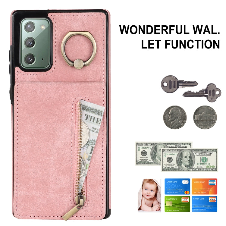 For Samsung Galaxy Note20 Retro Ring and Zipper RFID Card Slot Phone Case