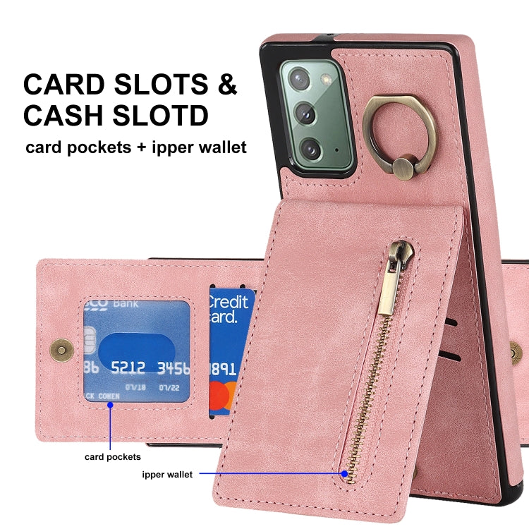 For Samsung Galaxy Note20 Retro Ring and Zipper RFID Card Slot Phone Case