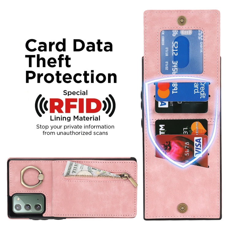For Samsung Galaxy Note20 Retro Ring and Zipper RFID Card Slot Phone Case