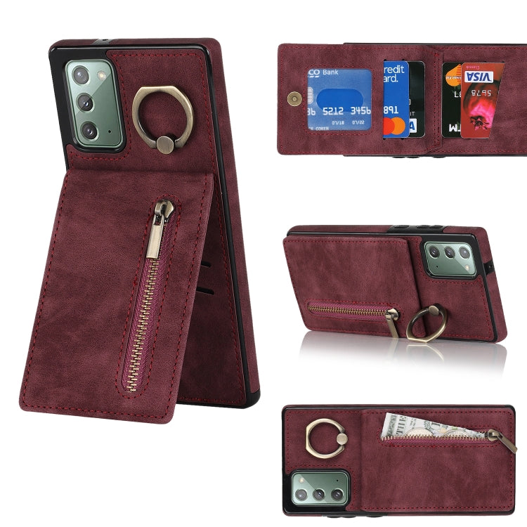 For Samsung Galaxy Note20 Retro Ring and Zipper RFID Card Slot Phone Case