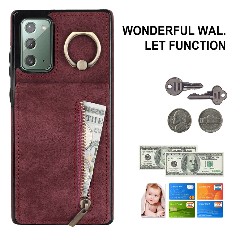 For Samsung Galaxy Note20 Retro Ring and Zipper RFID Card Slot Phone Case