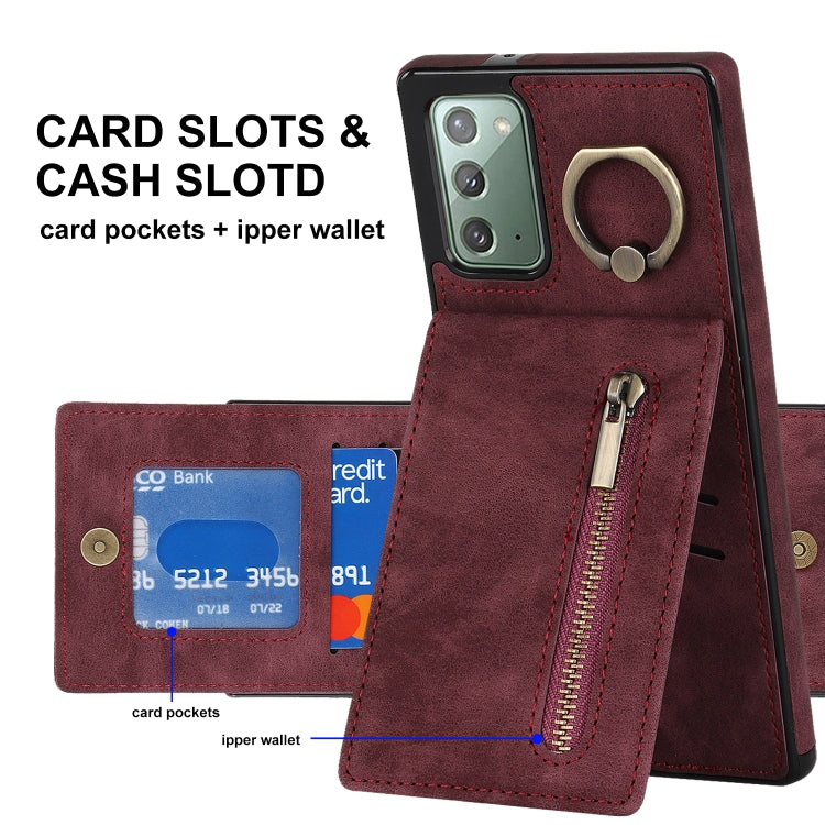 For Samsung Galaxy Note20 Retro Ring and Zipper RFID Card Slot Phone Case