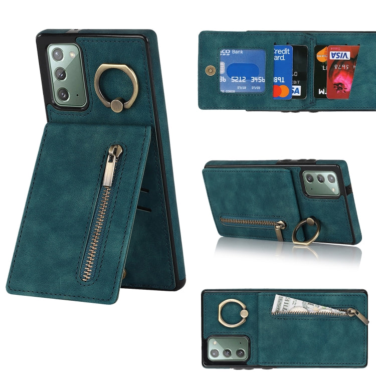 For Samsung Galaxy Note20 Retro Ring and Zipper RFID Card Slot Phone Case