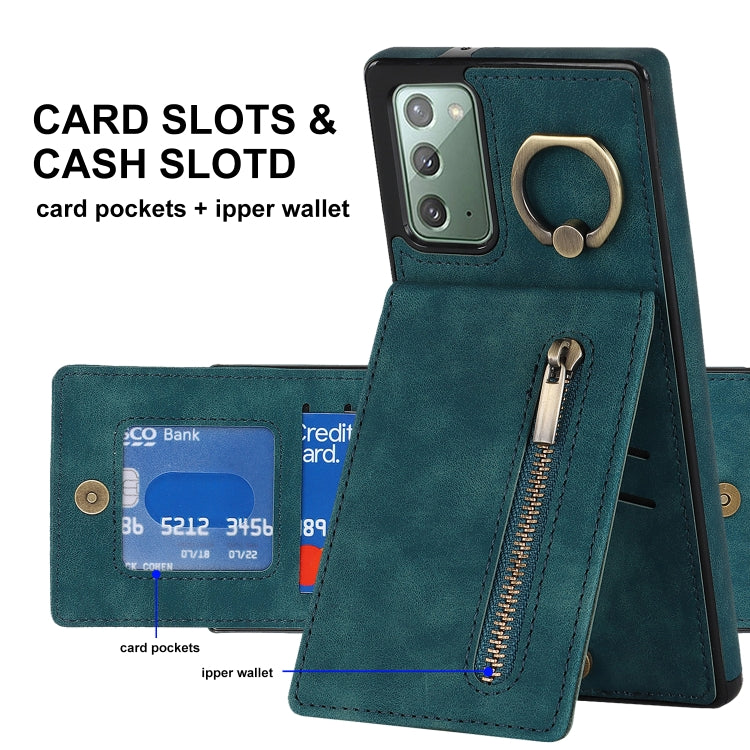 For Samsung Galaxy Note20 Retro Ring and Zipper RFID Card Slot Phone Case