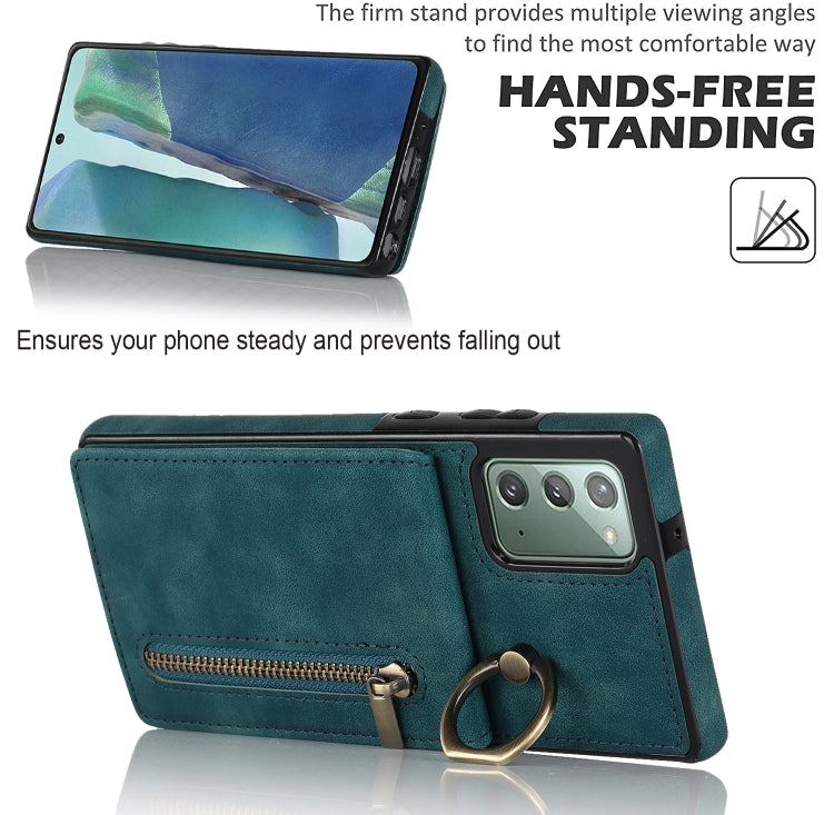 For Samsung Galaxy Note20 Retro Ring and Zipper RFID Card Slot Phone Case