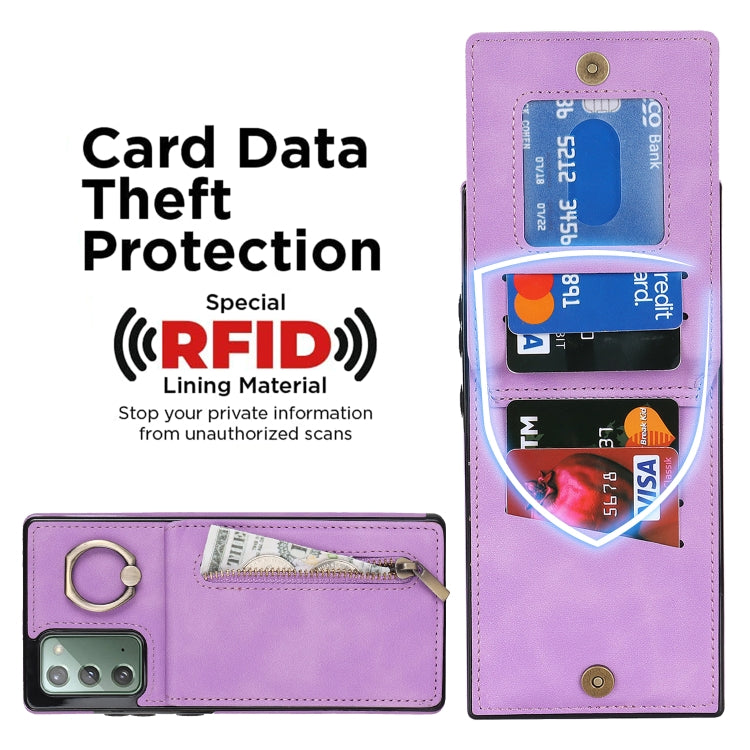 For Samsung Galaxy Note20 Retro Ring and Zipper RFID Card Slot Phone Case