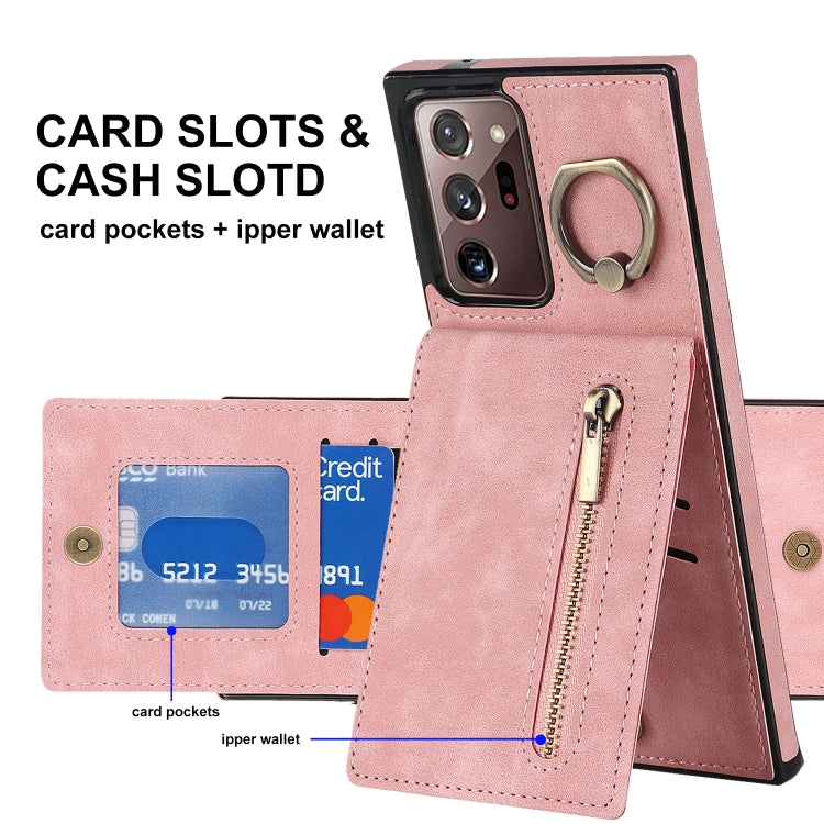 For Samsung Galaxy Note20 Ultra Retro Ring and Zipper RFID Card Slot Phone Case