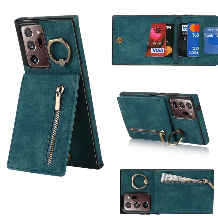 For Samsung Galaxy Note20 Ultra Retro Ring and Zipper RFID Card Slot Phone Case