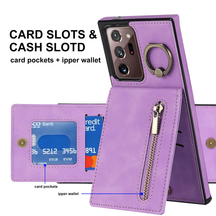 For Samsung Galaxy Note20 Ultra Retro Ring and Zipper RFID Card Slot Phone Case