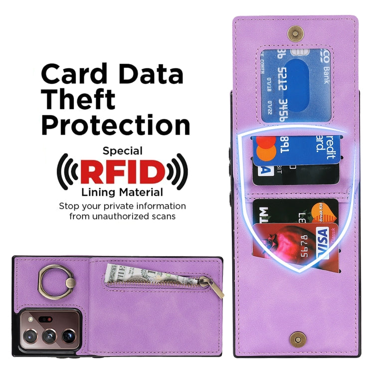For Samsung Galaxy Note20 Ultra Retro Ring and Zipper RFID Card Slot Phone Case