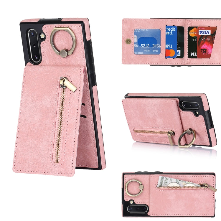 For Samsung Galaxy Note10 Retro Ring and Zipper RFID Card Slot Phone Case