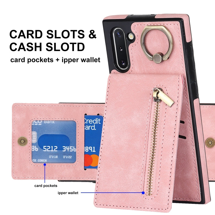 For Samsung Galaxy Note10 Retro Ring and Zipper RFID Card Slot Phone Case