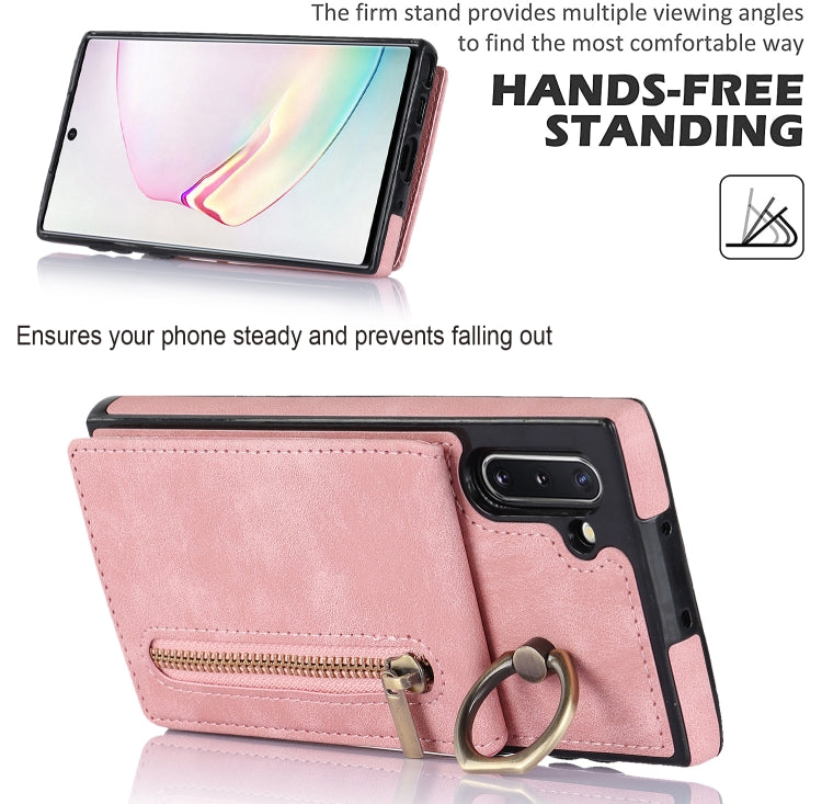 For Samsung Galaxy Note10 Retro Ring and Zipper RFID Card Slot Phone Case