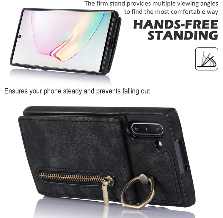 For Samsung Galaxy Note10 Retro Ring and Zipper RFID Card Slot Phone Case